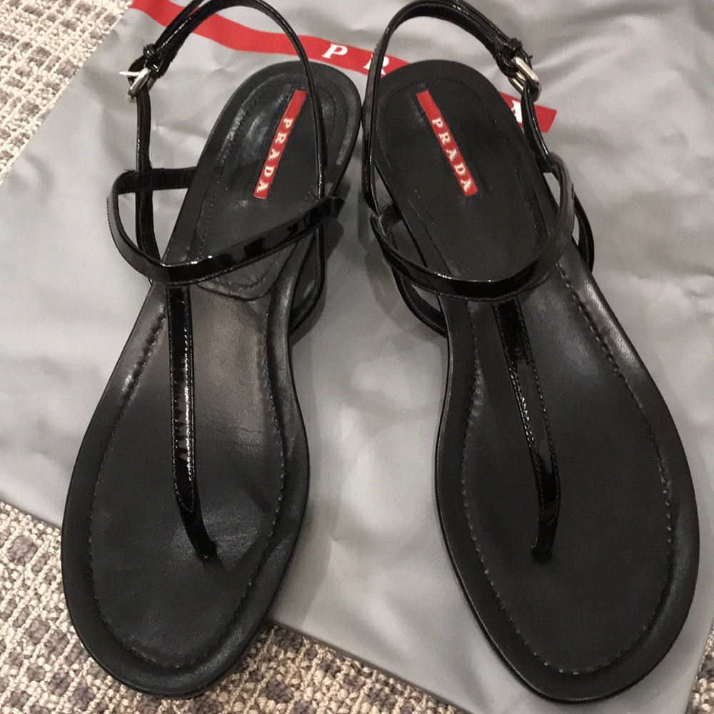 Prada Black patent leather sandal with small heel